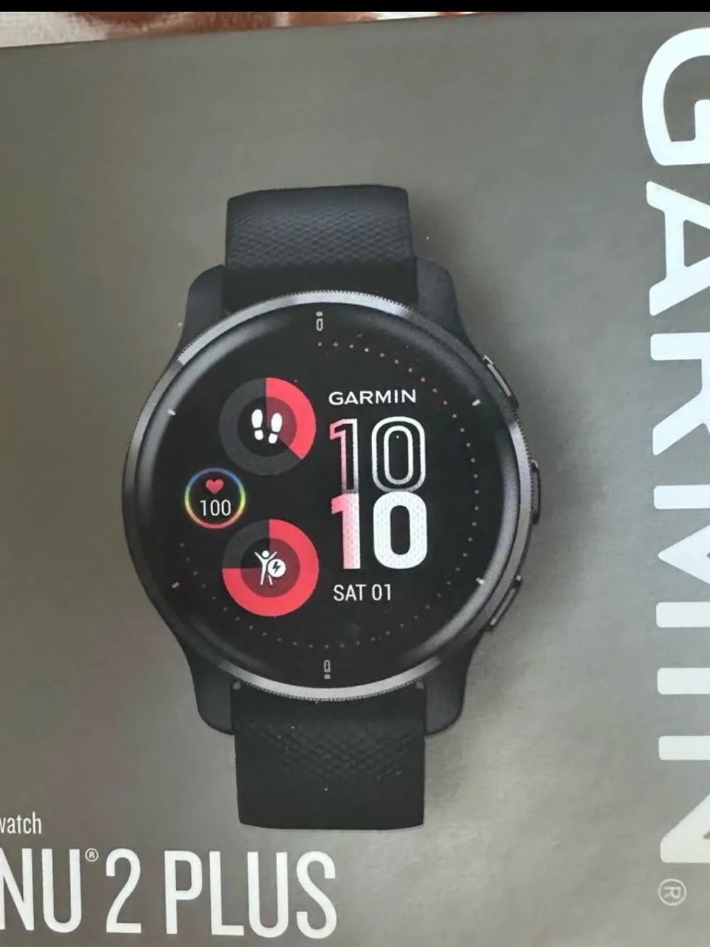 garmin Black Round Smartwatch with Digital Color Display